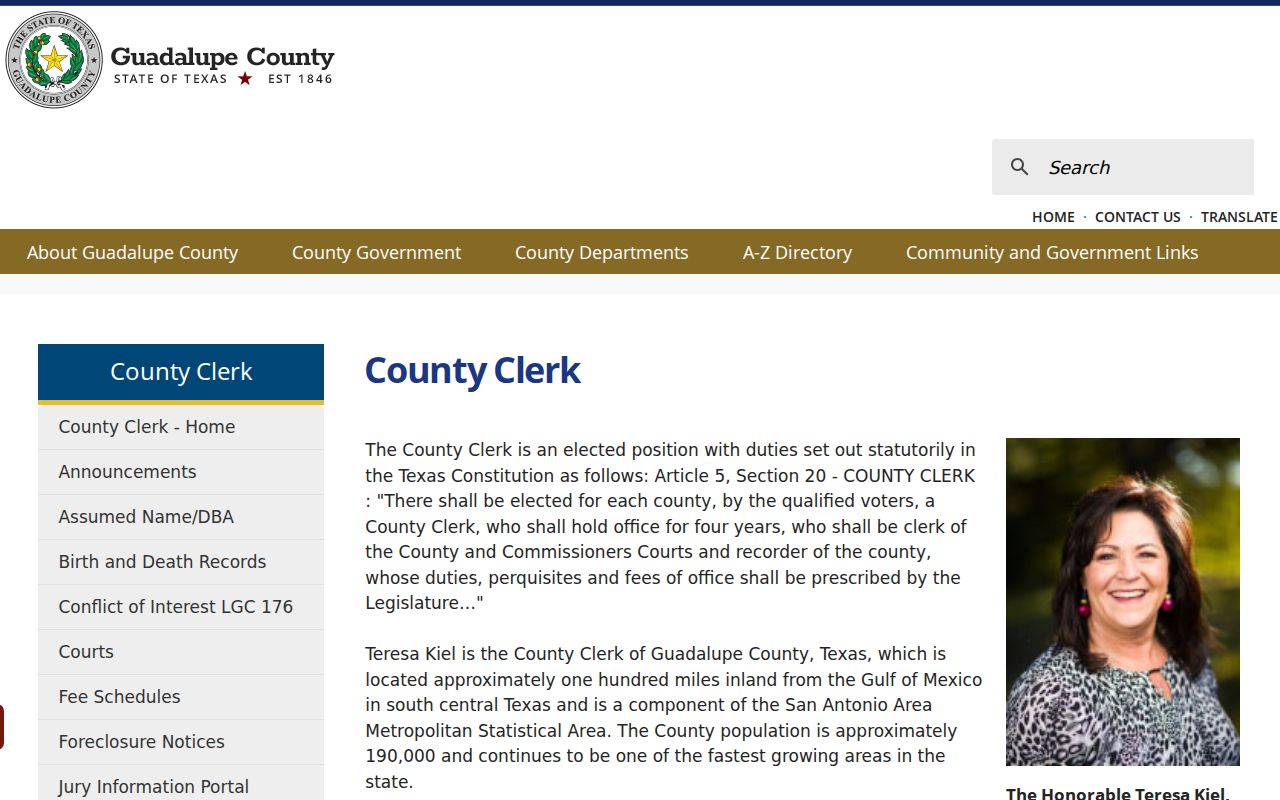 Schertz residents directory Guadalupe County Clerk records office page