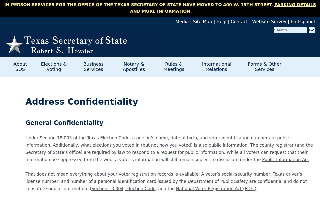 Schertz neighbors Texas voter address confidentiality guidance