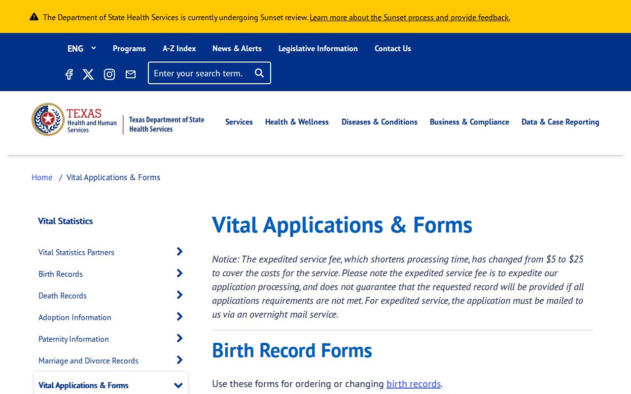 Schertz resident lookup using Texas vital records application forms