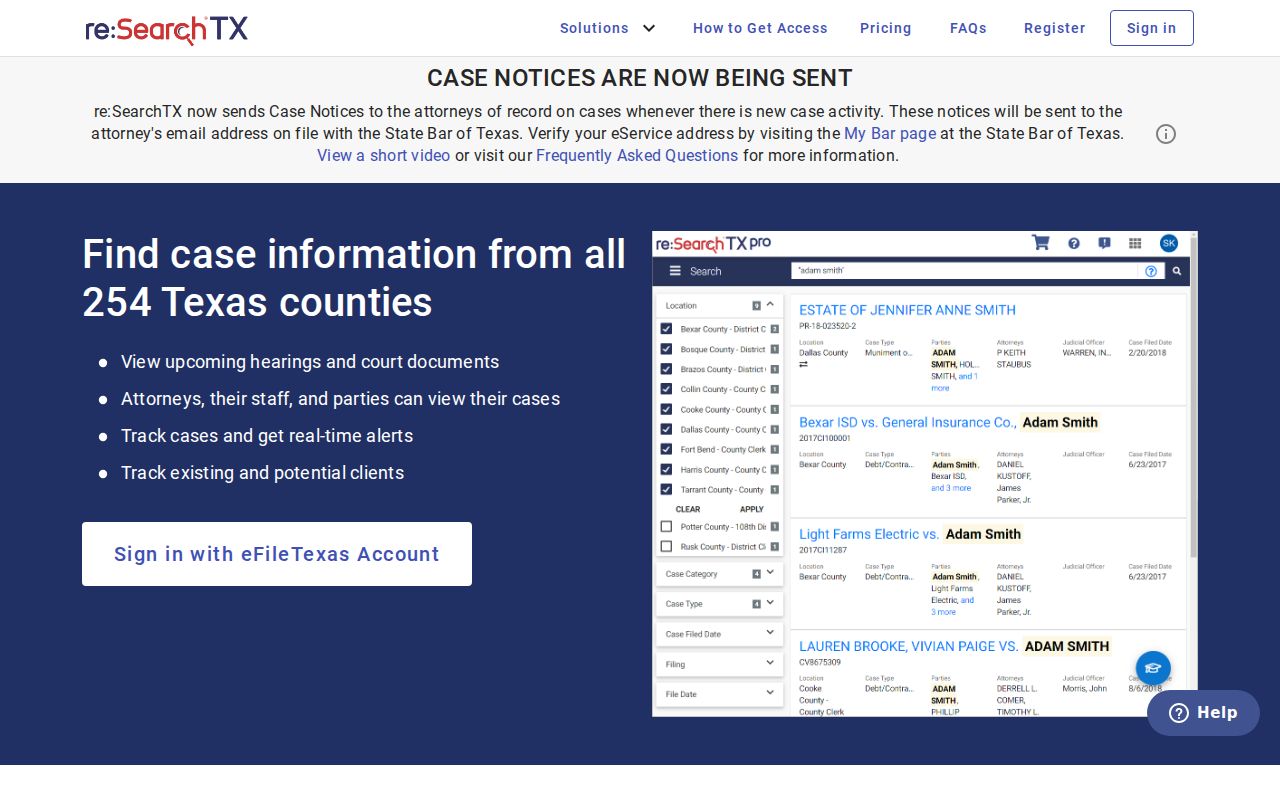 Schertz resident lookup using the Texas re:SearchTX court search