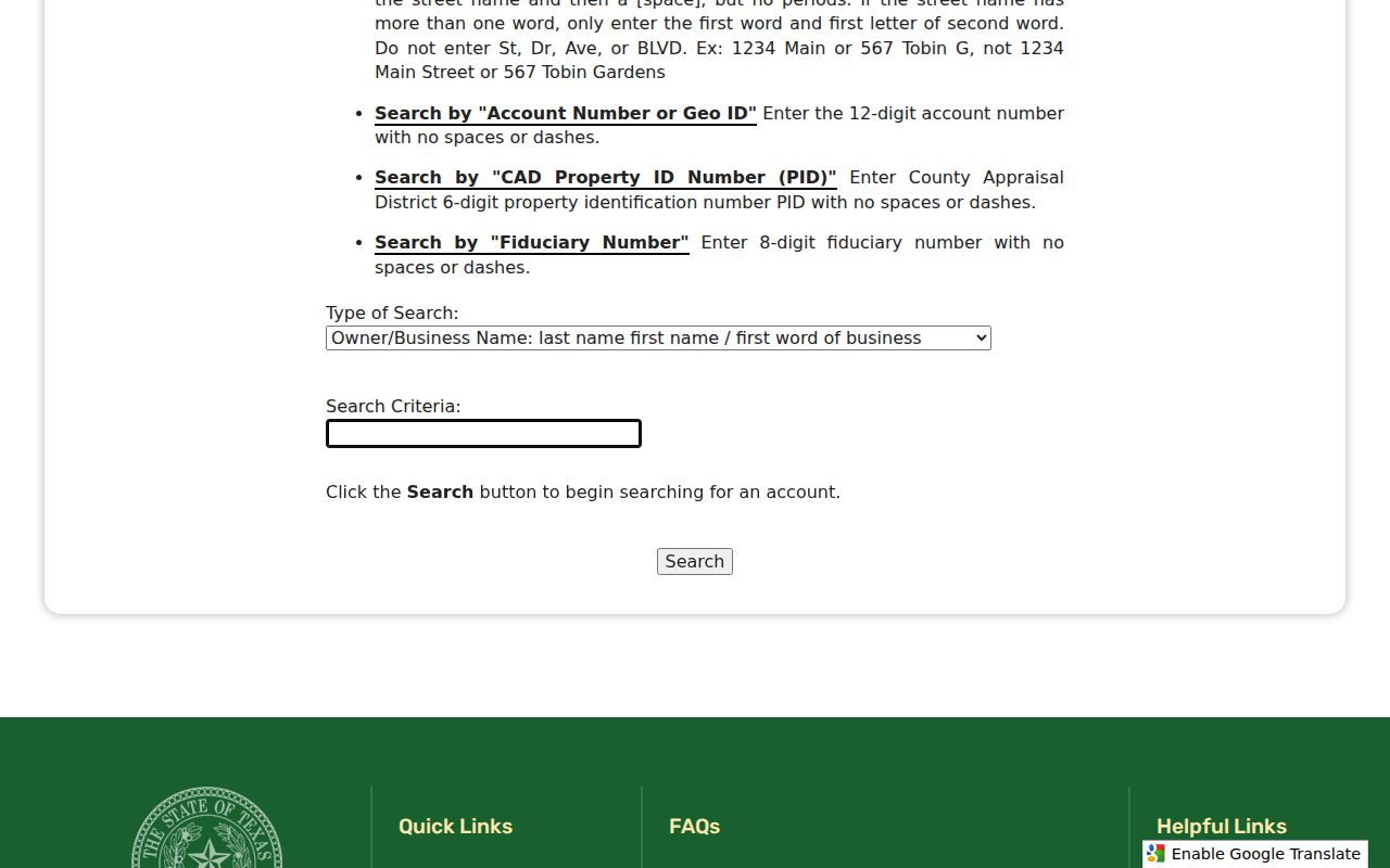 Schertz street directory Bexar tax account owner address and property ID search